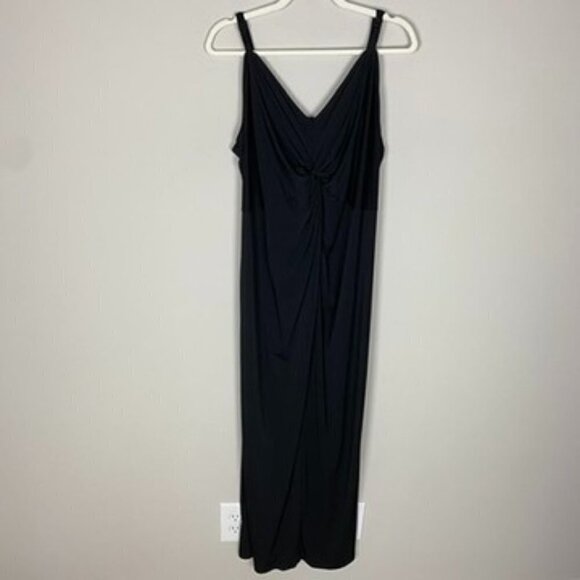 Torrid Maxi Ruched Front Bodycon Dress Womens 20 Black Stretchy Jersey - Picture 2 of 9
